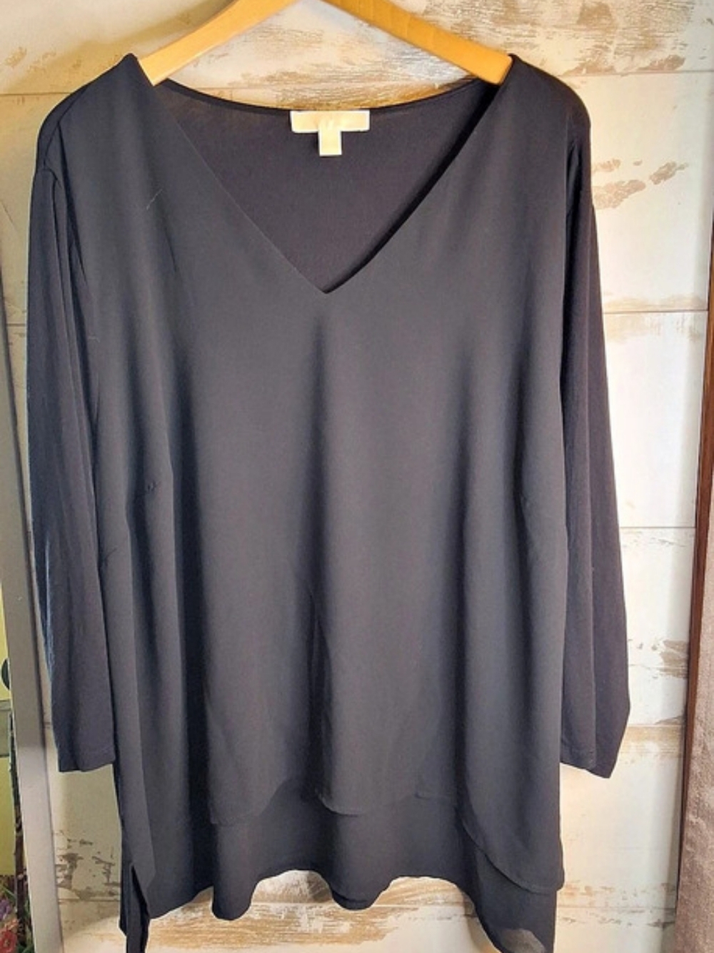 Michael Kors Black V-Neck Tunic 3X Like New Layered Look